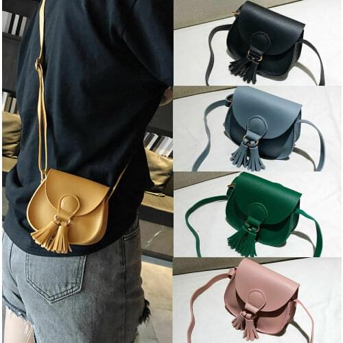 New Baby Women Girls Fashion Shoulder Mini Bag Purse PU Leather Waist Bag Solid Tassel Handbag Crossbody Tote Storage Mini Bags