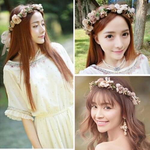 Fashion Women Wedding Flower Hair Garland Crown Headband Floral Wreath Hairband X6HE