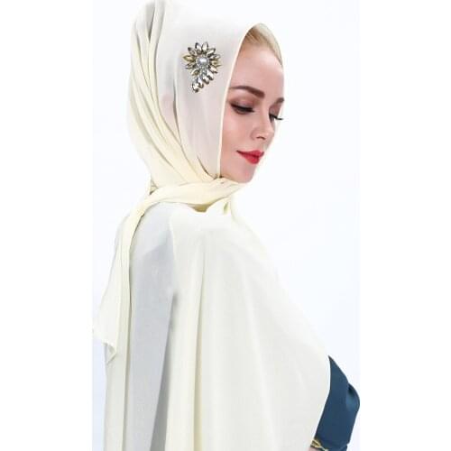 Muslim Scarf Muslim Fashion Chiffon Long Scarf Acrylic Diamond Muslim Scarf Female Hijabs Duabi Abaya Turkey Scarf Donsignet