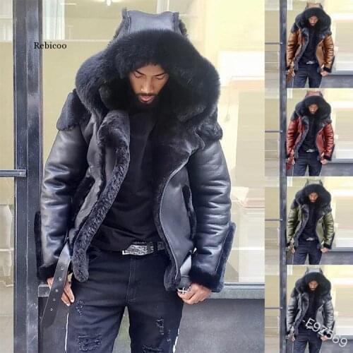 Mens Fashion Plush Warm Hooded Coats Winter Casual Solid Color Long Sleeve Zip Padded Coats