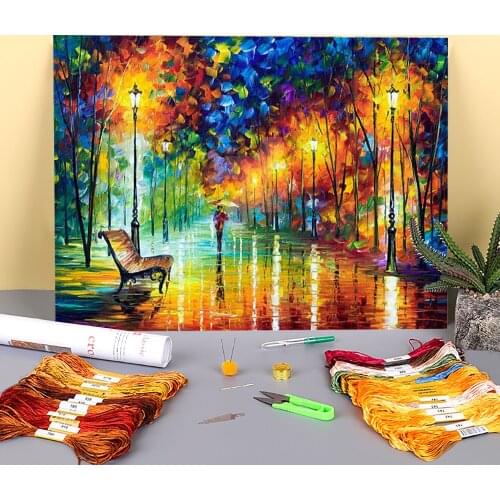 Stroll In The Fog Printed 11CT Cross-Stitch Embroidery Complete Kit DMC Threads Knitting Painting Handicraft Craft Jewelry