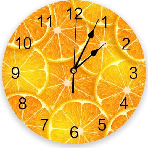 Orange Fruit 3D Wall Clock Modern Design Brief Living Room Decoration Kitchen Clock Art Wall Watch Home Decor