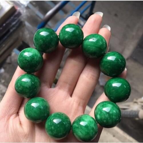 Natural Burmese Jadeite A Dry Green Tielongsheng Diameter Ball Bracelet Jadeite Man Green Mens and Womens Handstrings