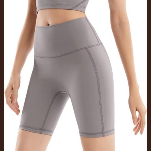 NO Camel Toe Nylon Biker Workout Gym Shorts Women High Waist Plain Squat Proof Fitness Workout Athletic Shorts