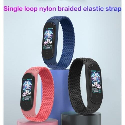 Single loop nylon braided elastic strap for Xiaomi band 5 bracelet for xiaomo 4 wristband for Miband 3 watchband