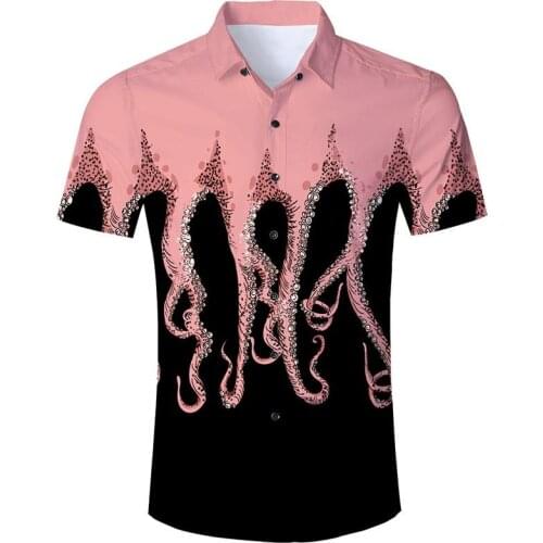 New short sleeve shirt Harajuku summer smoke Hawaiian flame shirt 3D printed casual shirt