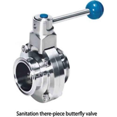 New 304 Stainless Steel Diameter 89 Sanitation Butterfly Valve Food Grade Manual Quick Butterfly Valve Clamp Ball Valve 1.0Mpa