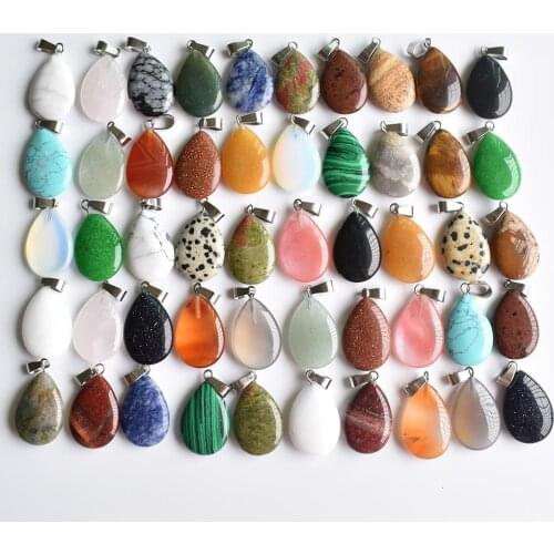Wholesale 50pcs/lot 2020 trendy hot sell natural stone water drop shape pendants charms for Necklaces making Free shipping