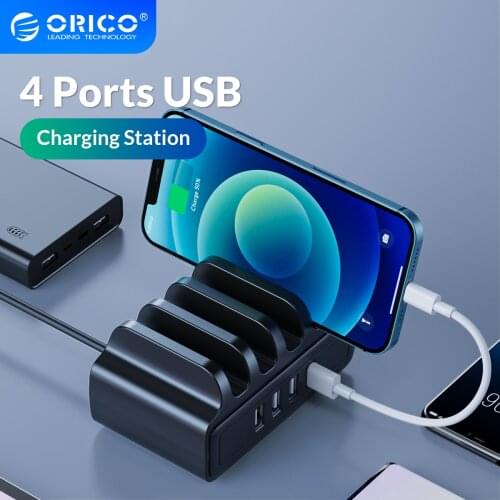 ORICO 4 Ports USB Charger Charging Station 5V6A 30W Max with Phone Stand for iPhone Samsung Xiaomi HUAWEI Cell phone Smartphone
