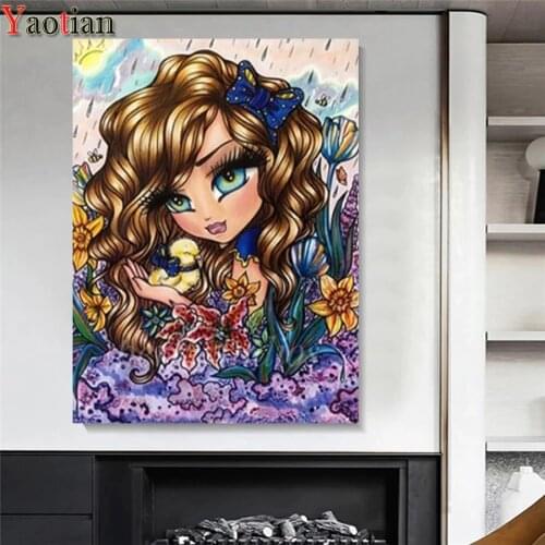 Full Square Round Diamond Painting Cartoon girl big eyes 5D DIY Diamond Embroidery Sale Mosaic Picture Of Rhinestone Home Decor