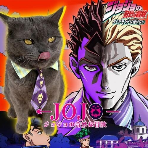 Anime JoJos Bizarre Adventure Kujo Jotaro Kira Yoshikage Cosplay Props Necktie Higashikata Josuke Plush Cat Pet Collar Neckwear