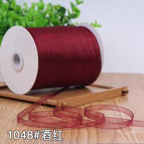6mm Handmade Wine Red Organza Chiffon Ribbon (10 meters/lot) Wedding Christmas Decoration DIY Card Scrapbooking Gift Wrapping