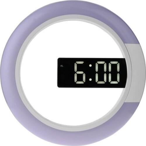 LED Mirror Hollow Wall 7-color Luminous Creative Digital Alarm Clock Modern Design Wall Clock Bedroom living Room Decoration