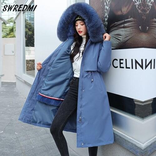 SWREDMI Thick Warm Parkas Snow Wear Winter Jacket Women Plus Size 4XL Winter Coat Fur Lining Long Padded Clothes Hooded Female