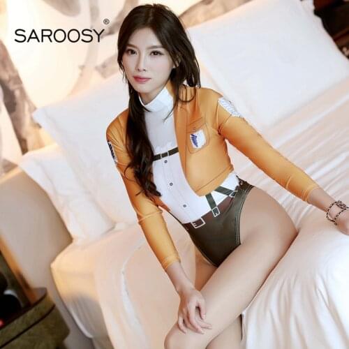 SAROOSY Attack On Titan Sexy Costumes for Women Bodysuit Anime Cosplay Halloween Erotic Lingerie Sleeveless Underwear