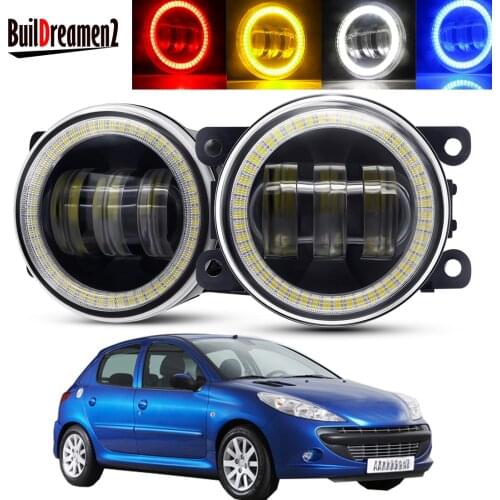 2 X Car Angel Eye Fog Light Assembly For Peugeot 206 206+ T3E 2009 2010 2011 2012 LED Lens DRL Fog Daytime Running Lamp 30W 12V