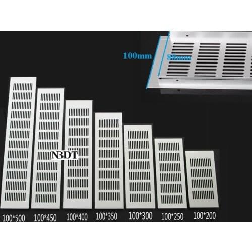 4Pcs 100MM Wide Rectangle Aluminum Air Vent Ventilation Grille Cover Furniture Closet Shoe Cabinet Cupboard Air Conditioner