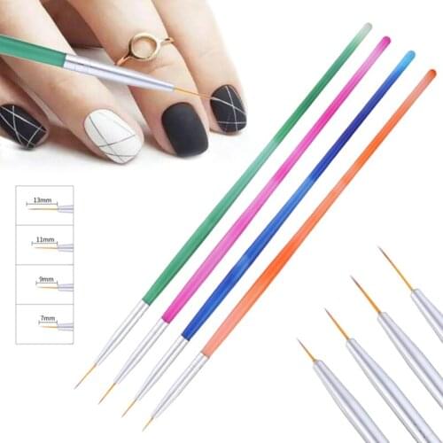 4pcs/lot UV Gel Nail Art Brush Liner Brushes For Acrylic Polish Carving Drawing Painting Pen Manicure Tools 7mm/9mm/11mm/13mm