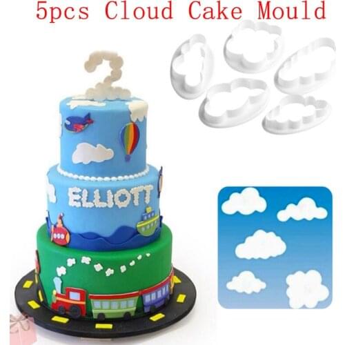 5Pcs/set Fondant Cutter Cloud Plastic Cake Cookie Buscuit Cutter Fondant Mold Fondant Cake Decorating Tools Bakeware Sugar Craft