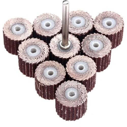 10pcs Grit 240 Flap Wheels +1pc Mandrel Emery Cloth Grinding Wheel Sandpaper Trimming Buffing Sanding Abrasive Rotary Tools