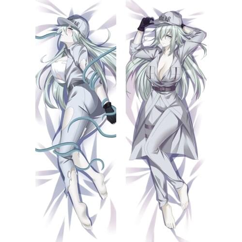 Anime Cells at Work! Code Black White Blood Cell Dakimakura Hugging Body Pillow Case Double-Sided Print DIY Custom Pillow Cover