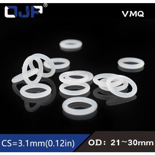 5PCS/lot White Silicon Ring Silicone/VMQ O ring 3.1mm Thickness OD21/22/23/24/25/26/27/28/29/30mm Rubber O Ring Seal Gasket