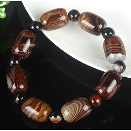 Natural Brazil Sardonyx Agate Bead Bracelets Passepartout Lucky Drum Buddhist Prayer Bead Raw Ore Jewelry Crystal Certificate