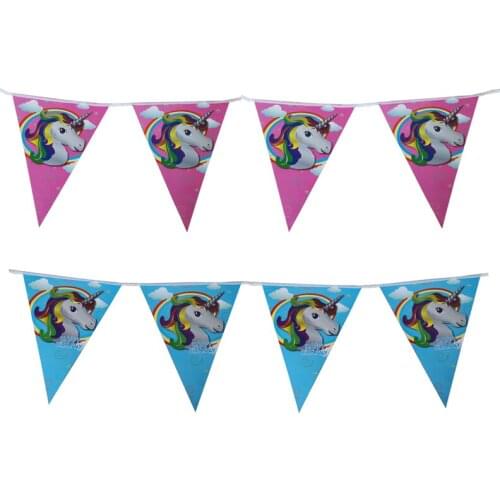 2.5M 10 Unicorn Paper Flag Girl Birthday Party Bunting Banners Baby Shower Unicorn Garland Wedding Event Party Pennant DIY Decor