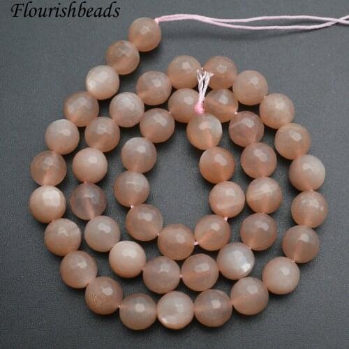 6mm~12mm High Quality Natural Faceted Peach Moonstone Stone Round Loose Beads DIY Jewelry making supplies 5 strands per lot