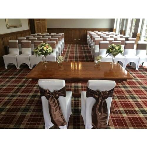 10pcs/lot Chocolate Satin Chair Cover Sash Bows 6" x 106" Banquet Wedding Decor