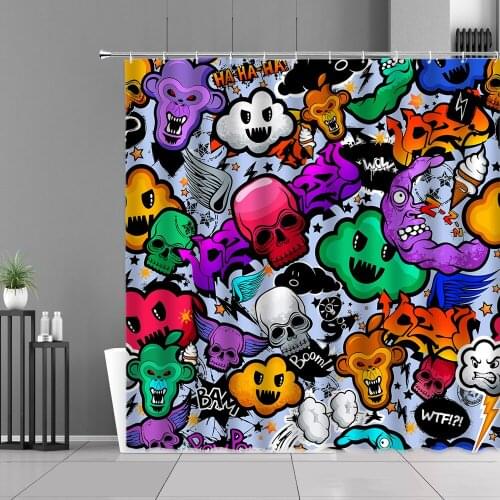 Color Skull Art Design Shower Curtain Personality Pattern Bathroom Decor Curtains Waterproof Bath Screen Home Decors Wall Cloth