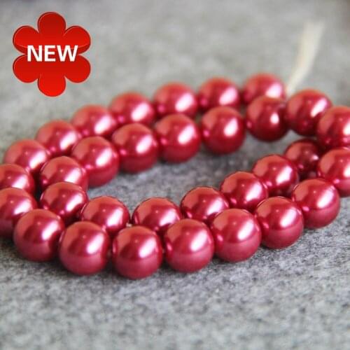 For Necklace&Bracelet 10mm Rose Red Shell Pearl Beads SeaShell DIY Gifts For Women Girl Loose Beads Jewelry Making Design 16inch