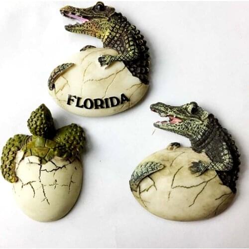 Florida, USA Broken Shell Crocodileg 3D Fridge Magnets Creative Home Decoration Refrigerator Magnetic Stickers