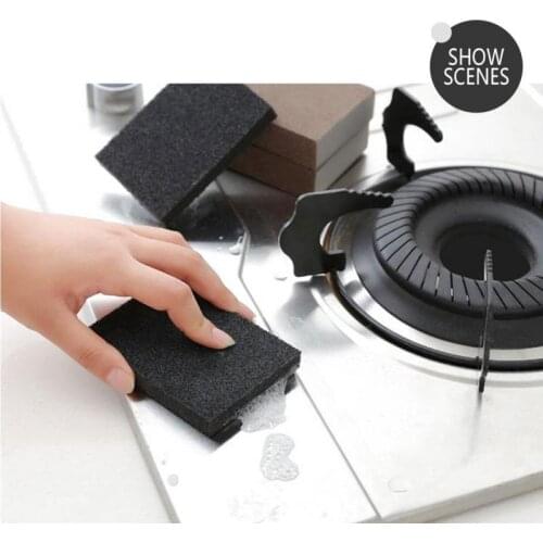 1PC Black Emery Sponge Brush Rust Remover Dish Brush Pot Cleaning Brush Descaler Wipe Scrub Pot Kitchen Bathroom Tools Gadgets