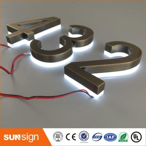 H20cm 3D brushed stainless steel light up custom letters