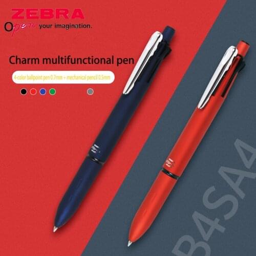 ZEBR Multifunctional Pen B4SA4 All Metal Five In One Limited Four-color Pencil 0.7 + Mechanical Pencil 0.5 Student Office