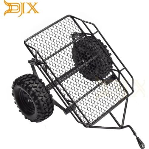 DJX Hitch Mount Trailer for 1/10 RC Crawler Axial SCX10 90046 Traxxas TRX4 TRX6 D90 Tamiya CC01
