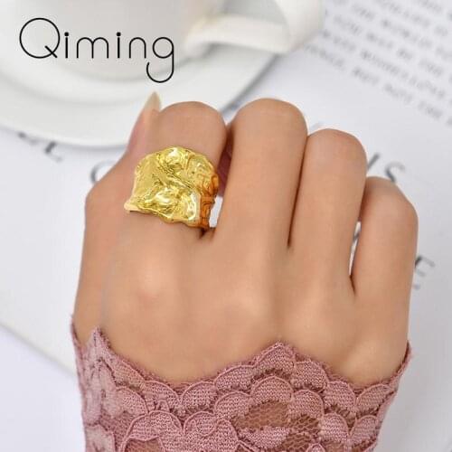 Exaggerated Big Wide Vintage Rings For Women Geometric Irregular Resizable Reto Trend Finger Ring Jewelry Accessories