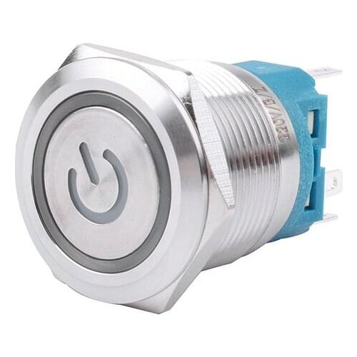 22mm Metal brass Push Button SwitchPower Mark illumination ring Momentary self reset/Self locking 1NO 1NC Car press button