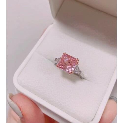 Fashion Female Ring Simple Sweet Style Square Pink Zircon Triangle White Ring for Women Temperament Girl Jewelry Gift Hot