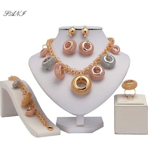 Fani Fashion african beads Jewelry Set Nigerian wedding woman accessories Jewelry set Dubai Gold-colorful jewelry set Wholesale