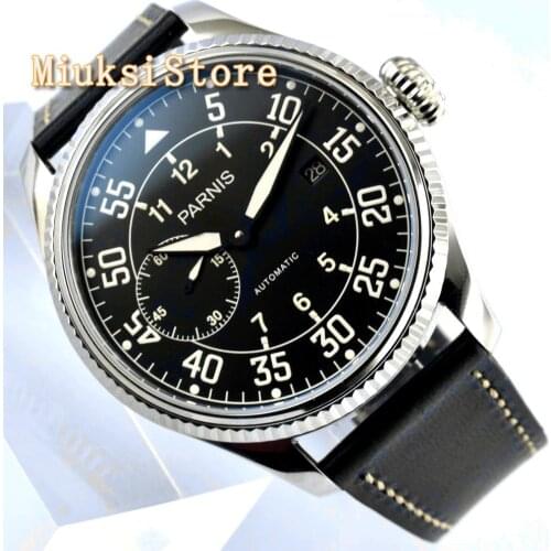 Fashion Top Brand Parnis 45mm black dial coin bezel ST2555 Automatic Movement date mens mechanical Watch