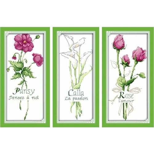 Calla Rose Pansy cross stitch kit flower printed fabric 18ct 14ct 11ct embroidery DIY handmade needlework craft supplies free