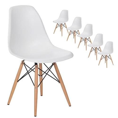 Modern Design Dining Side Chair With Wood Legs/ Plastic fashion design Classic side Chair/ loft style cafe Dining Chair-6PCS SET
