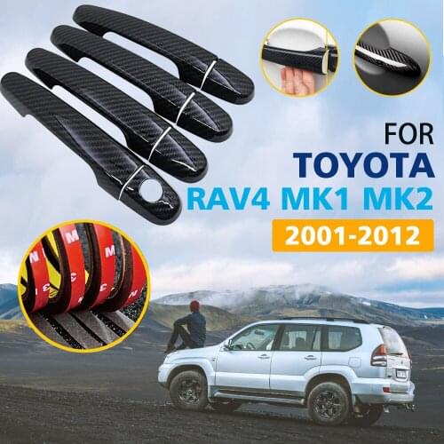 Black Color Carbon Fiber Door Handles Cover Trim for Toyota RAV4 RAV 4 XA20 XA30 MK1 MK2 2001~2012 Car accessories 2002 2003