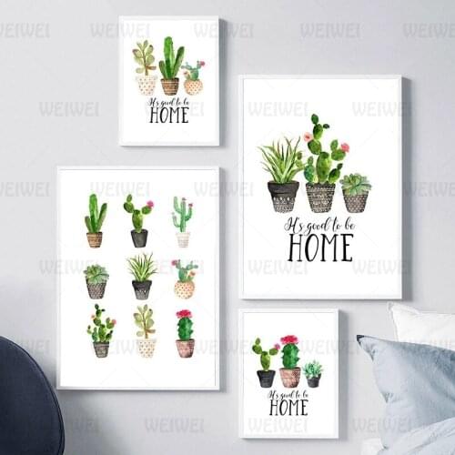 Plant Wall Art Canvas Painting Print Minimalist Home Quote Posters Cactus Wall Art Pictures Modern Home Kitchen Dining Roomdecor