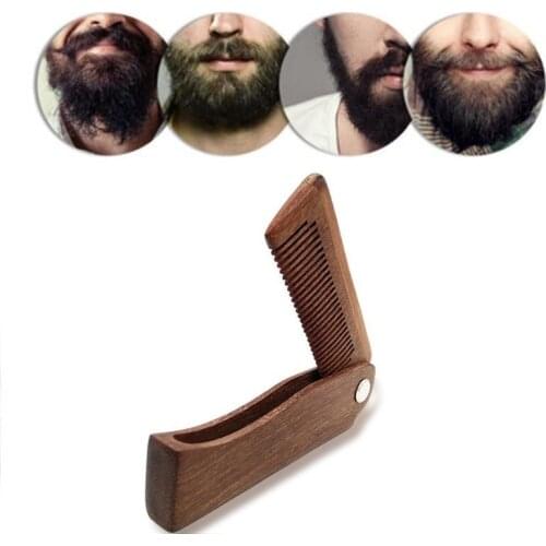 New Mens dedicated Portable wood folding comb set Mini pocket comb beard care tool Beard styling tool