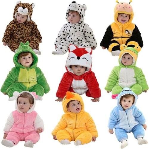 0-4 Years Boys Girls Rompers Jumpsuit Baby Kids Flannel Sleepwear Animal Cartoon Soft Winter Pajamas Clothes Mobile Phone Straps