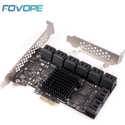 PCI Express x1 to 16 Ports SATA 3 III 3.0 6Gb SSD Converter SATA3 to PCIe PCI-e Controller Expansion Adapter Card Add On Cards