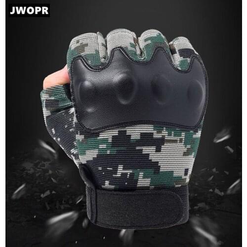 JWOPR Mens Tactical Half-finger Gloves Motocross Half-finger Gloves Outdoor Riding Rock Climbing Non-slip Anti-drop Gloves